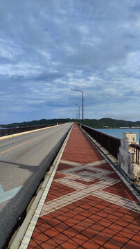 View to the Empty Bridge in Cloudy Day