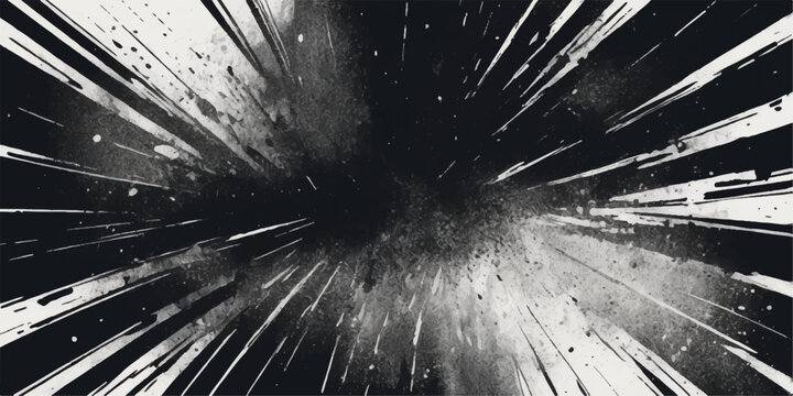 Abstract grunge explosion background with water, dandelion flower and glass texture, light rays, black star pattern, broken nature illustration and macro design background