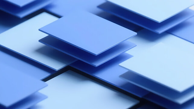 Layered blue geometric blocks with modern tech vibe
