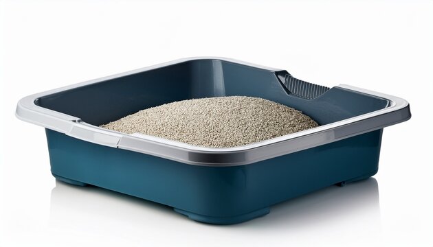 cat litter box open isolated on white background