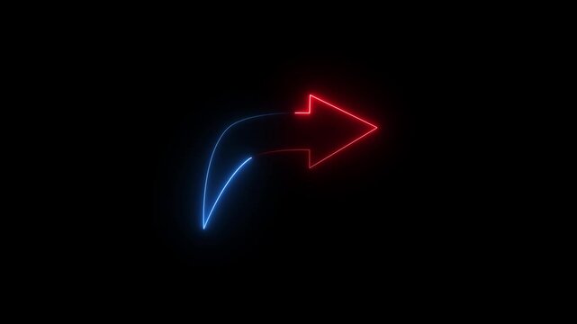 Abstract beautiful neon arrow icon animation.