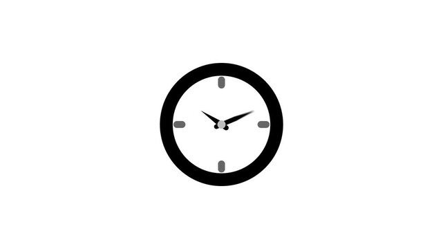 Clock icon flat style and 24 hours timer clock animation on white background. 4k video