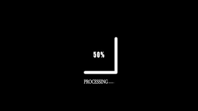 White vertical loading bar with thirty percent progress text on a black background for digital interface and software data processing visualization
