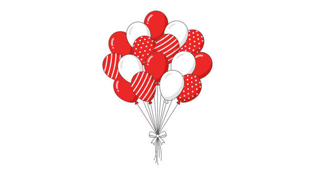Indonesian Independence Day celebration with red and white balloons floating freely outdoors
