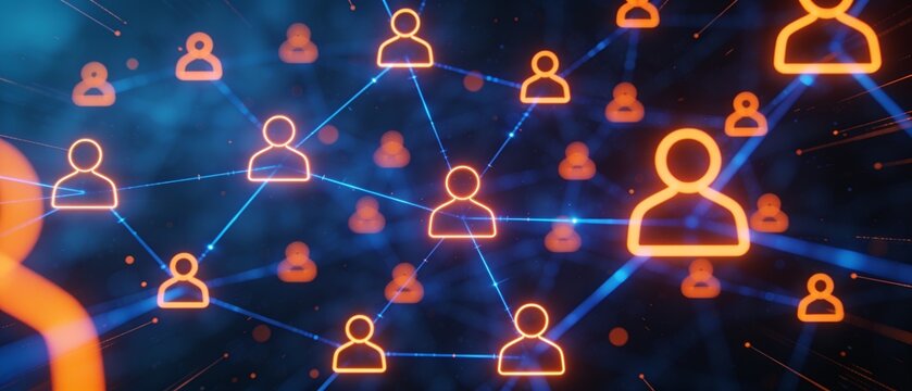 People connect through social network online globally in a visualized community