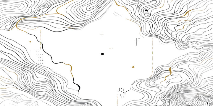 Topographic map layout with elevation lines and technical survey annotations topography elevation geography cartography landscape navigation technical plotting altitude measurement planning