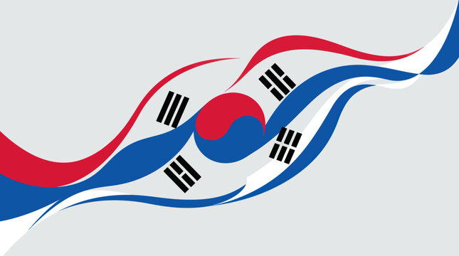 Abstract korean flag waves