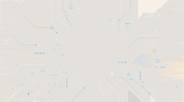 Clean flat vector illustration of an abstract circuit board frame on a light background, ideal for technology banners, digital marketing, or futuristic presentation layouts.