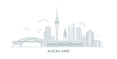 Auckland city Skyline Minimalist Line Art  © PUNEET
