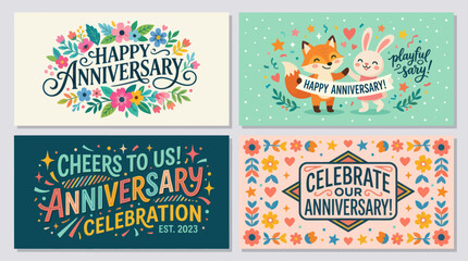 Anniversary celebration greetings and illustrations © Alexa