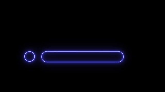 Glowing neon lower-third title bar icon on black background. sleek nameplate banner icon. Animated text bar reveal, professional broadcast title strip. Perfect for content information display.