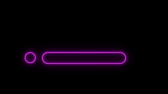 Glowing neon lower-third title bar icon on black background. sleek nameplate banner icon. Animated text bar reveal, professional broadcast title strip. Perfect for content information display.