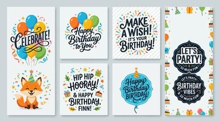 Celebratory birthday greetings and party designs © Gulung