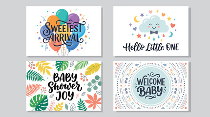 Cute baby shower greeting cards collection © BambangKumbang