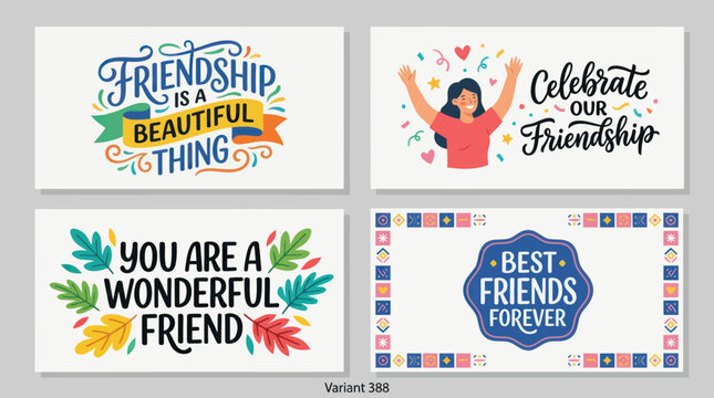 Friendship quotes and celebration graphic elements