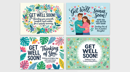Naklejka premium Get well soon card designs