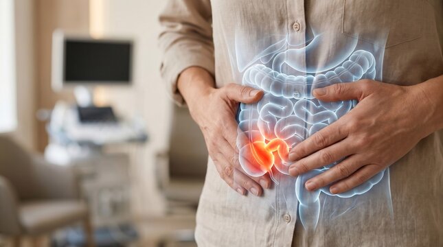 Person Suffering From Crohn's Disease With Inflammatory Bowel Pain