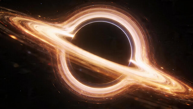 Cosmic vortex with glowing energy swirls and intense light beams showcasing a mysterious black hole in deep space for futuristic technology sci fi movie backgrounds