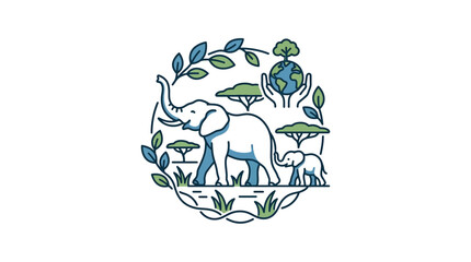 A photorealistic image of an elephant family in a savanna on World Elephant Day for wildlife conservation. © creative vita