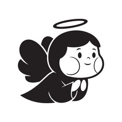 Naklejka premium Minimalist cartoon angel vector with halo and wings for religious greeting cards and spiritual character design