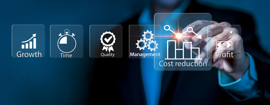Performance concept of increase quality, speed, efficiency and reduce cost. Efficiency Business Concept. Business performance management and improvement concept. Cost reduction Concept.	
