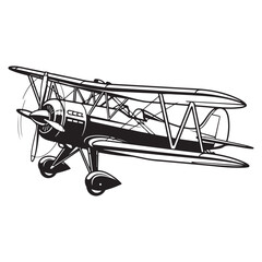 Vintage biplane vector illustration with propeller and double wings for aviation design and historical themes © Euzir