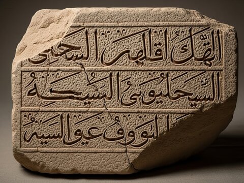 Ancient stone inscription with arabic script