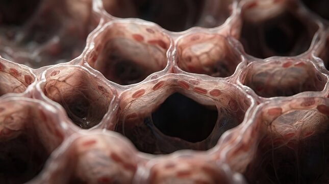 Close-up of human tissue with blood vessels