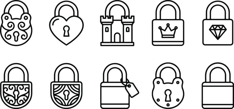 Various padlock icons with different designs