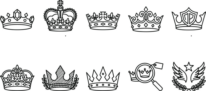 Various crown icons and symbols