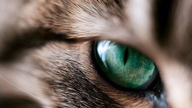 Emerald cat eye reflects serene light a captivating portrait of feline beauty and gentle grace