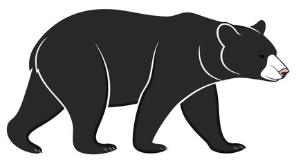 Fototapeta premium Vector illustration illustration of a black bear walking, side view
