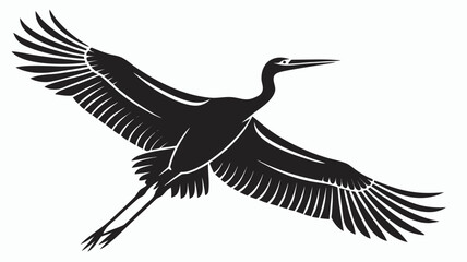 Fototapeta premium Vector illustration silhouette of a flying crane bird