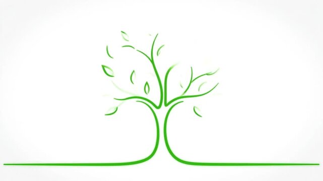 Creative Green Tree Animation of Growing and Blooming for Environmental and Nature Concepts