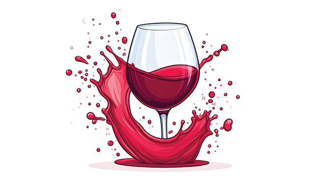 Red wine glass with splashing liquid.