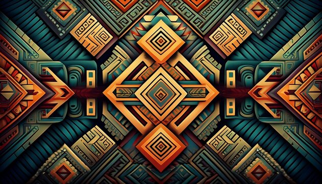 tribal pattern aztec ethnic design with ancient art geometric motifs forming a detailed cultural and decorative symmetrical background