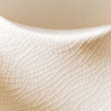 Crackle glazed ceramic wall texture with a wavy ivory tone