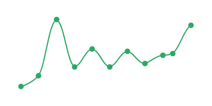 Green line graph with data points on white background chart diagram vector illustration