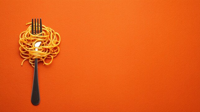 Efficiency in action: A perfectly twirled fork of spaghetti captures the essence of working smarter, not harder during a focused work-from-home lunch break.