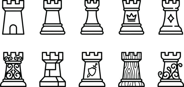 Rook chess pieces in different designs