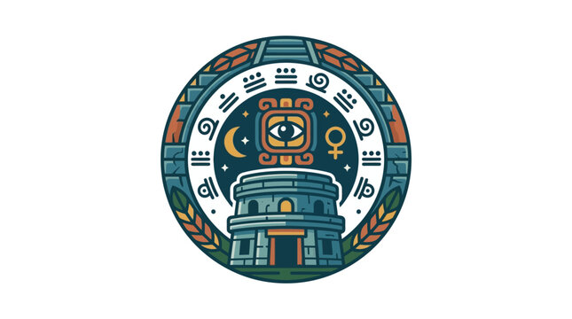 Ancient temple seal with planetary and zodiac symbols.
