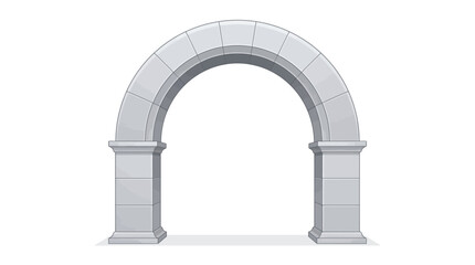 Fototapeta premium Minimalist Stone Archway Vector with Classical Architectural Design Isolated on White for Portal Projects