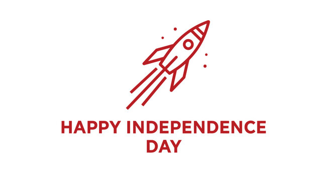Rocket outline sketch features clean lines and a simple aesthetic to represent scientific exploration or festive events while providing a clear message for a patriotic national holiday celebration.