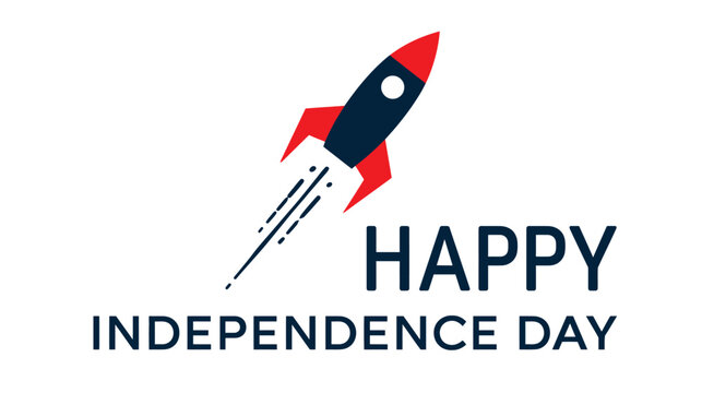Rocket graphic displays patriotic colors in a minimalist style to celebrate the national holiday with a bold message that honors the spirit of freedom and unity for all citizens on this special day.