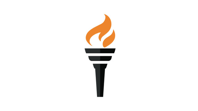 Torch icon with orange flames burning brightly at the top symbolizes freedom and enlightenment as a graphic resource for historical or patriotic themes used in various digital design projects today.