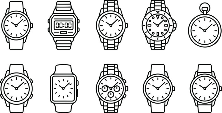 Collection of various watches and wristwatches