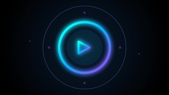 Glowing play button interface animation for media streaming and digital entertainment platforms