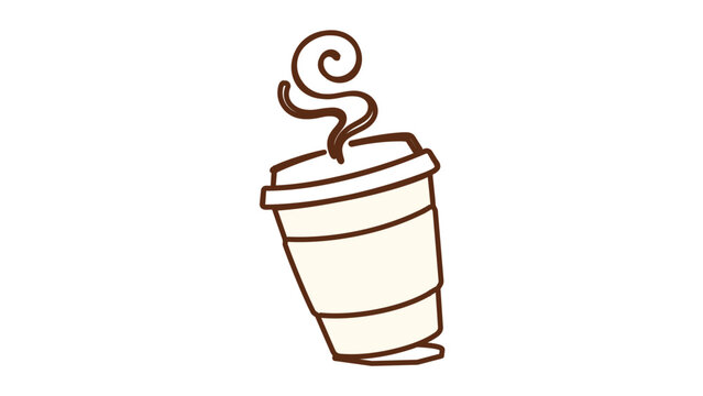Minimal clean flat vector line icon showing a coffee to go cup, perfect for cafe signage, mobile ordering, loyalty cards, and drink menus.