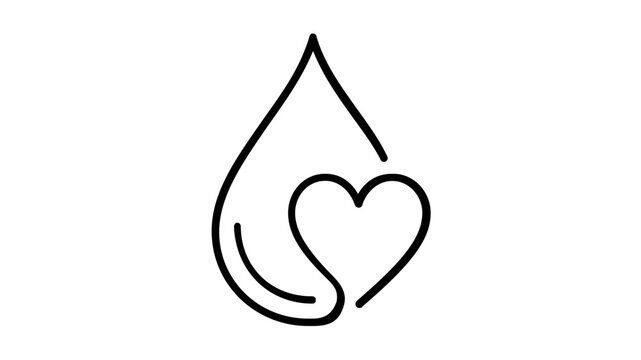 Clean flat vector line icon of a minimalist donation blood drop, designed for lifesaving campaigns, patient support graphics, first aid guides, and donor outreach.