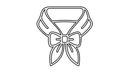 Fototapeta premium Clean flat vector line icon of a professional cabin crew scarf and uniform, ready for aviation service graphics, travel guides, or staff labels.